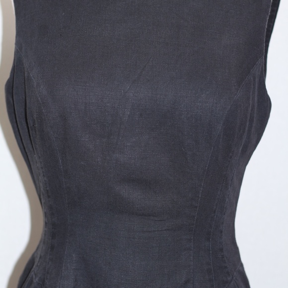 Carmen Marc Valvo Linen Black Dress - Picture 4 of 13